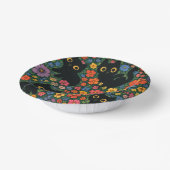 Kawaii Garden Art – Cute Black Cat Floral Pattern ペーパーボウル (傾斜あり)