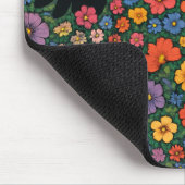 Kawaii Garden Art – Cute Black Cat Floral Pattern マウスパッド (コーナー)