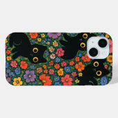 Kawaii Garden Art | Cute Black Cat Floral Pattern Case-Mate iPhoneケース (裏面 (横))