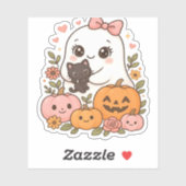 Kawaii Ghost Halloween Black Cat Pumpkin Fall Spoo シール (シート)