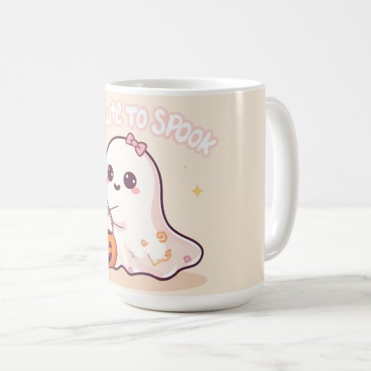 Kawaii Ghost Halloween Gift コーヒーマグカップ (正面右)