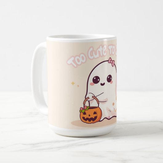 Kawaii Ghost Halloween Gift コーヒーマグカップ (正面左)