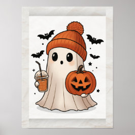 Kawaii Ghost Halloween Poster – Cute  Wall Art ポスター