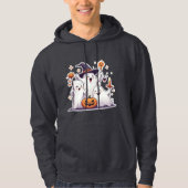 Kawaii Ghosts Halloween Hoodie- Grey Sweatshirt パーカ (正面)