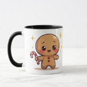 Kawaii Gingerbread Man Cute Christmas Coffee Mug マグカップ (左)
