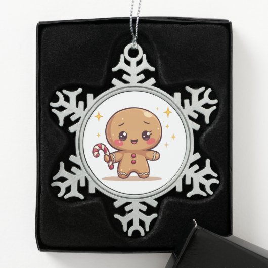 Kawaii Gingerbread Man Cute Christmas Ornament スノーフレークピューターオーナメント (ボックス)