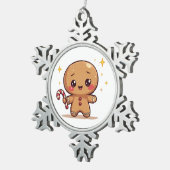 Kawaii Gingerbread Man Cute Christmas Ornament スノーフレークピューターオーナメント (右)
