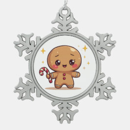 Kawaii Gingerbread Man Cute Christmas Ornament スノーフレークピューターオーナメント
