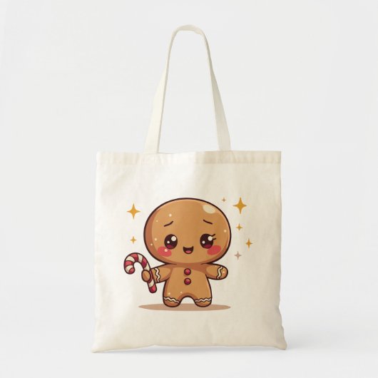 Kawaii Gingerbread Man Cute Christmas Tote Bag トートバッグ (正面)