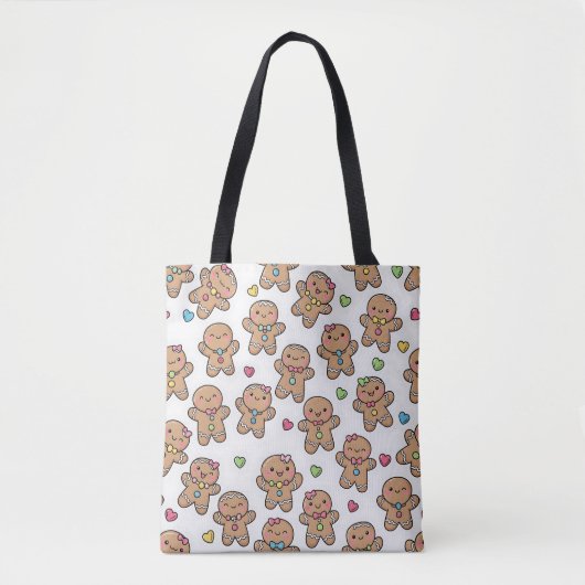 Kawaii Gingerbread Men Christmas Tote Bag トートバッグ (正面)