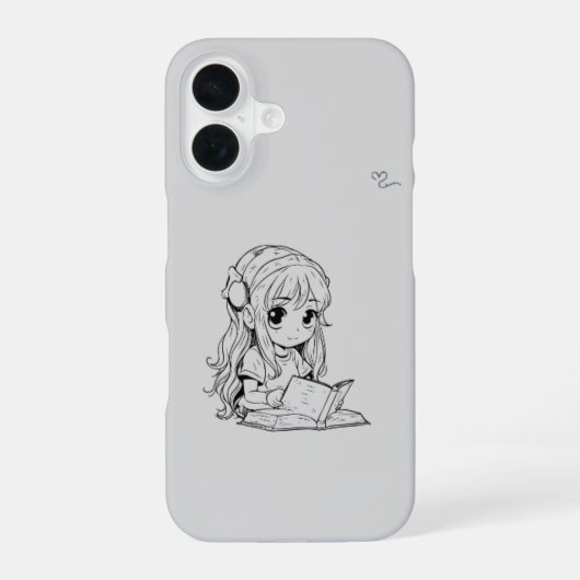 Kawaii Girl iPhone 16 Protective Case – Cute Anime 16ケース (裏面)