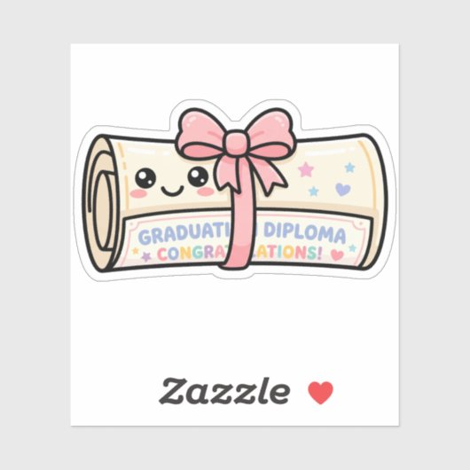 Kawaii Graduation Diploma Scroll Ribbon Cute シール (シート)