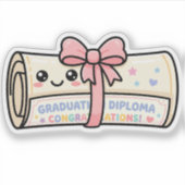 Kawaii Graduation Diploma Scroll Ribbon Cute シール (正面)