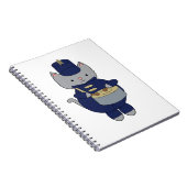 Kawaii Grey Cat Marching Band Drummer Illustration ノートブック (右側)