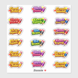 Kawaii Growth Mindset Phrases & Pencil Teacher シール