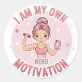 Kawaii Gym Girl Sticker  ラウンドシール (正面)