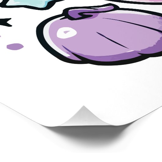 Kawaii Halloween Cat – Cute Witch Kitty on Pumpkin ポスター (コーナー)