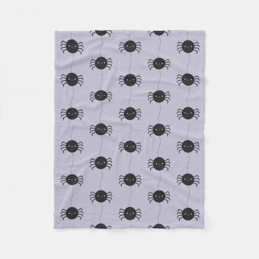 Kawaii Halloween Spiders フリースブランケット (正面)