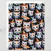 Kawaii Halloween Witch Kitten Scrapbook Paper (正面/裏面)