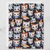 Kawaii Halloween Witch Kitten Scrapbook Paper (正面)