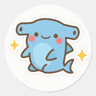Kawaii Hammerhead Shark Sticker ラウンドシール