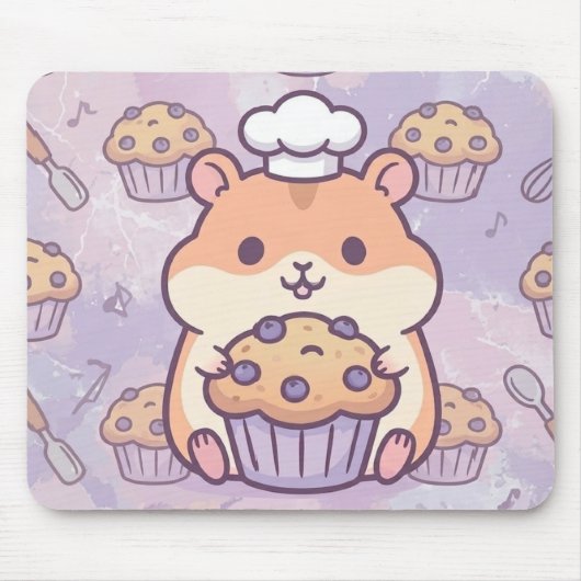 Kawaii Hamster Muffin Mouse Pad マウスパッド (正面)