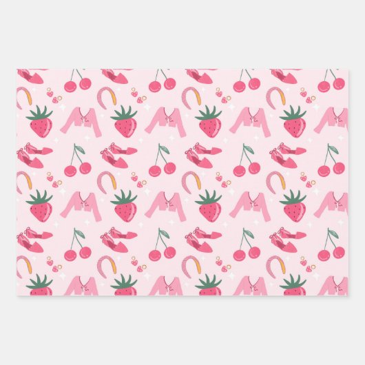 Kawaii Hand-drawn Girly Things Seamless Pattern ラッピングペーパーシート (正面)