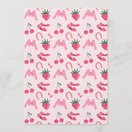 Kawaii Hand-drawn Girly Things Seamless Pattern 招待状 (正面)