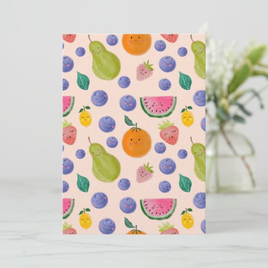 Kawaii Hand-drawn Happy Fruits 招待状 (スタンド正面)