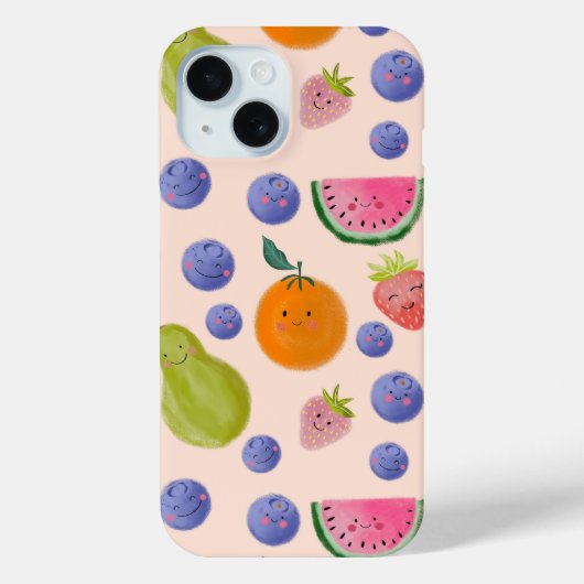 Kawaii Hand-drawn Happy Fruits Case-Mate iPhoneケース (裏面)