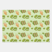 Kawaii Hand-Drawn Matcha Sweets Seamless Pattern ラッピングペーパーシート (正面3)