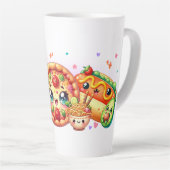 Kawaii Happy Food Cute Burger, Pizza & Hotdog カフェラテマグ (右アングル)