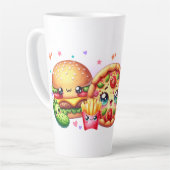 Kawaii Happy Food Cute Burger, Pizza & Hotdog カフェラテマグ (左アングル)