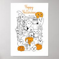 Kawaii Happy Halloween Doodle