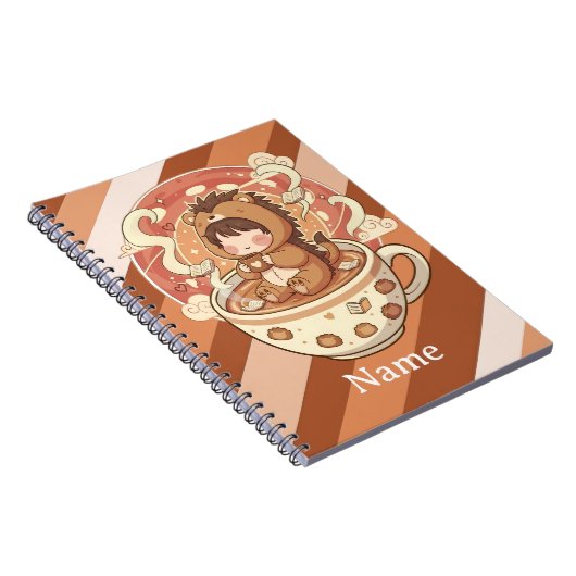 Kawaii Hedgehog Chibi School Notebook ノートブック (右側)