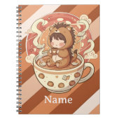 Kawaii Hedgehog Chibi School Notebook ノートブック (正面)