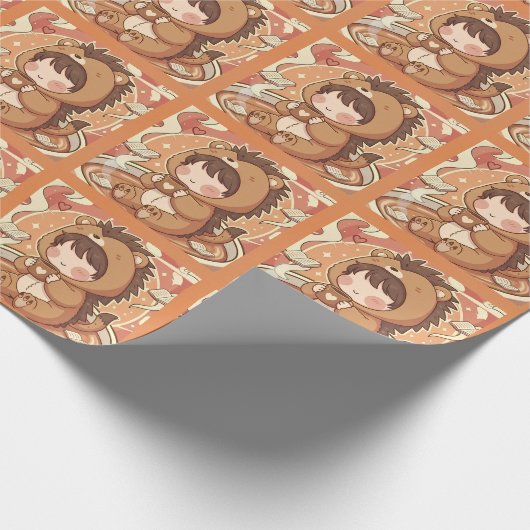 Kawaii Hedgehog Pattern Gift Wrap ラッピングペーパー (角)