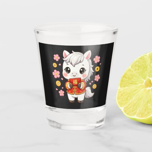 Kawaii Horse Chinese New Year ショットグラス (正面)