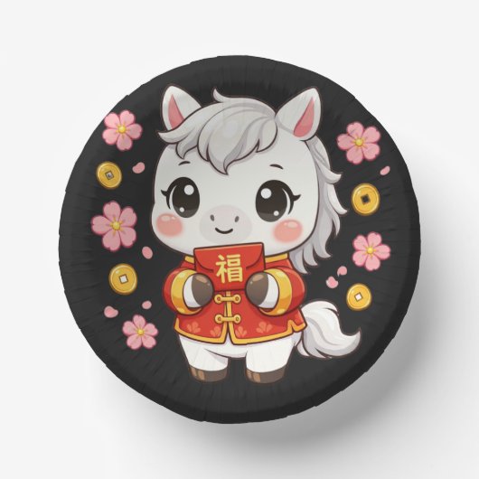 Kawaii Horse Chinese New Year 2026 ペーパーボウル (正面)
