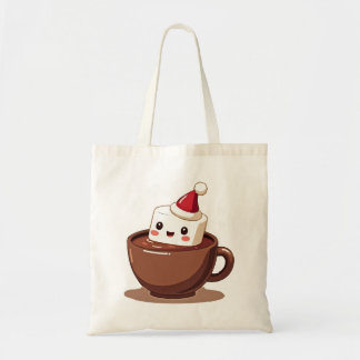 Kawaii Hot Cocoa Mug Smiling Marshmallow Tote Bag トートバッグ