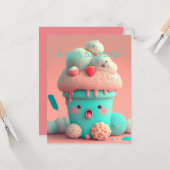 Kawaii  ice cream cup     card カード (正面/裏面インサイチュ)