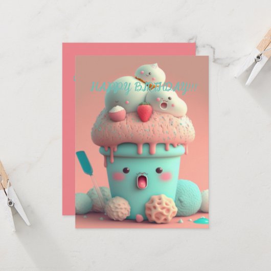 Kawaii ice cream cup card カード (正面/裏面インサイチュ)