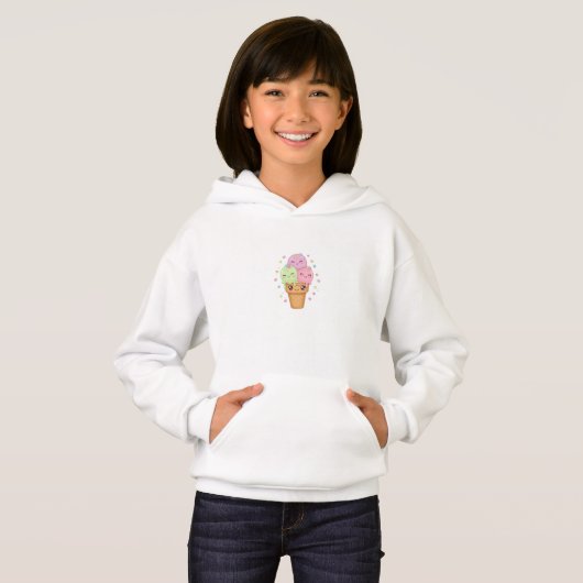 Kawaii Ice Cream Sweatshirt with Cute Hood (正面フル)
