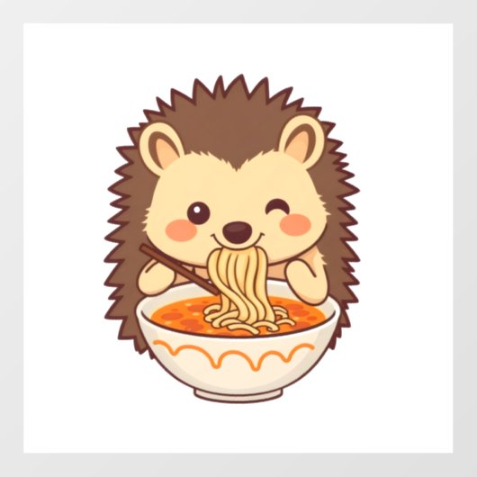 Kawaii-Igel mit Ramen – Niedliches Foodie ウィンドウサイン (シート)