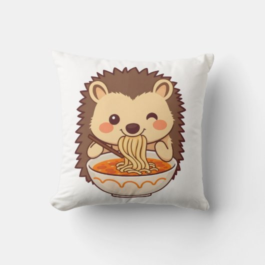 Kawaii-Igel mit Ramen – Niedliches Foodie クッション (正面)