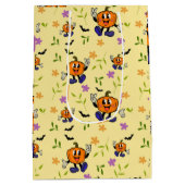 Kawaii Jack-o’-Lantern with Flowers and Bats ミディアムペーパーバッグ (裏面)