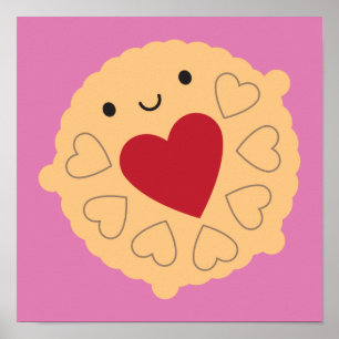Kawaii Jammie Dodger Biscuit ポスター