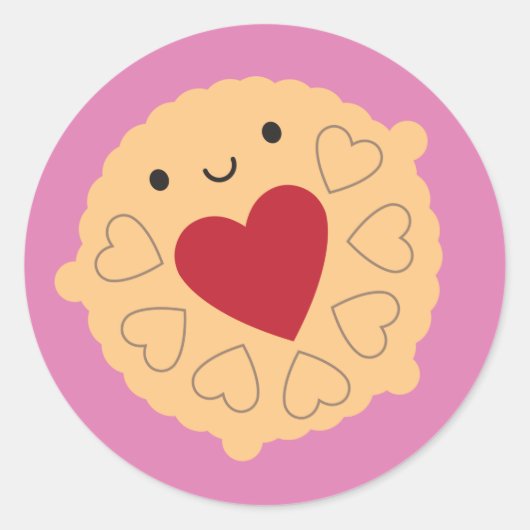 Kawaii Jammie Dodger Biscuit ラウンドシール (正面)