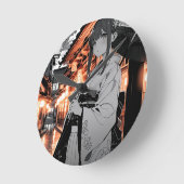 KAWAII Japanese Girl clock ラウンド壁時計 (傾斜)