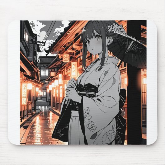 KAWAII Japanese Girl Mouse pad マウスパッド (正面)